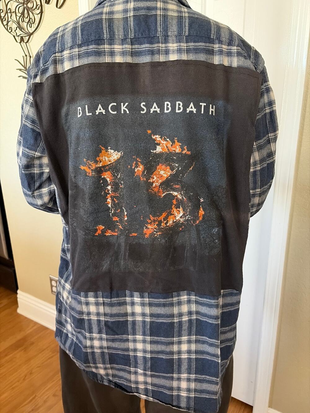 Black Sabbath Upcycled Flannel Shirt Unisex Size Large L